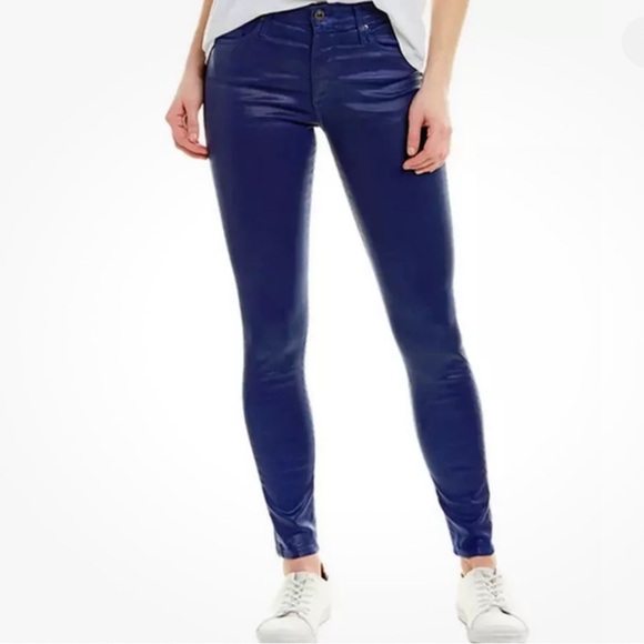 AG Farrah Skinny Ankle High Rise Leatherette Coated Jean- Size 26 R - Picture 1 of 13